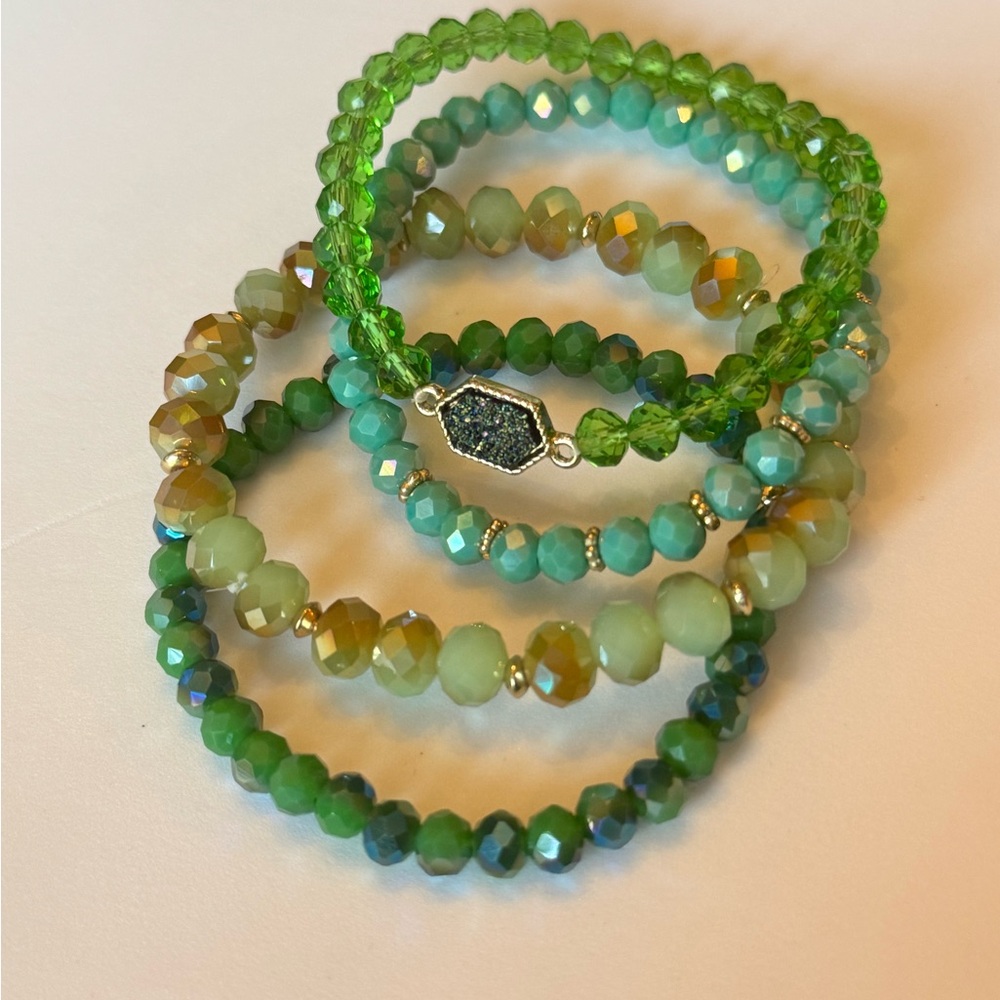 Green Beaded Bracelet Set
